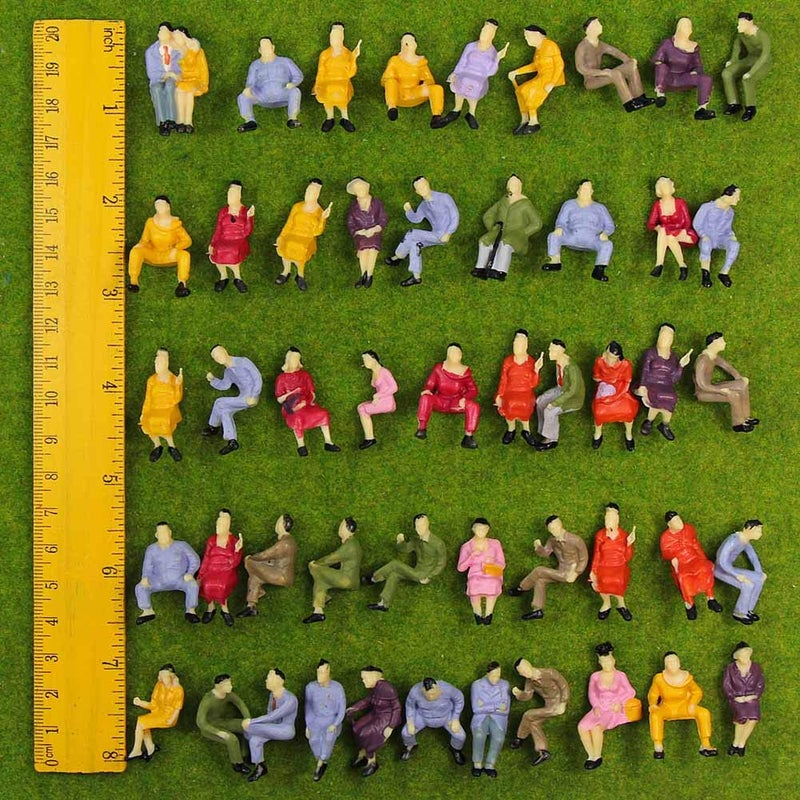 Evemodel P4302 50pcs All Seated Sitting Figures O Gauge 1/50 Scale Seated People Railway Scenery Miniature Model Train Layout - Image 5
